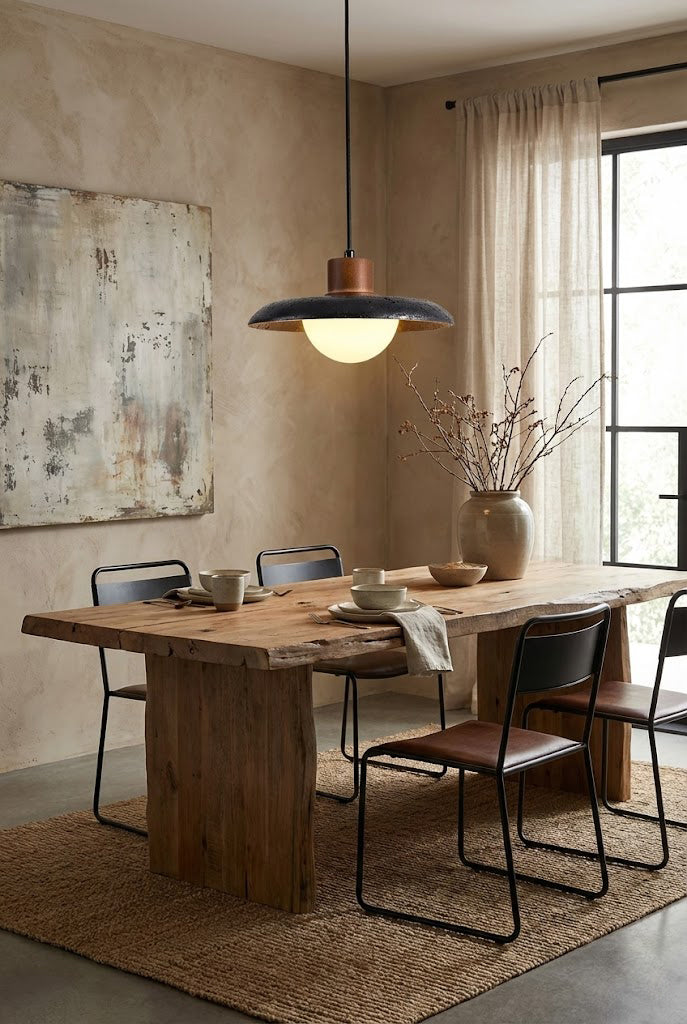 Black Travertine Dome Pendant Light