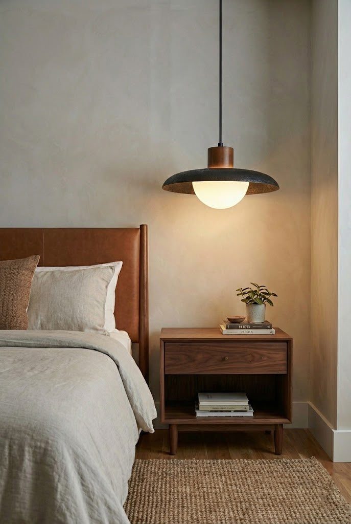 Black Travertine Dome Pendant Light