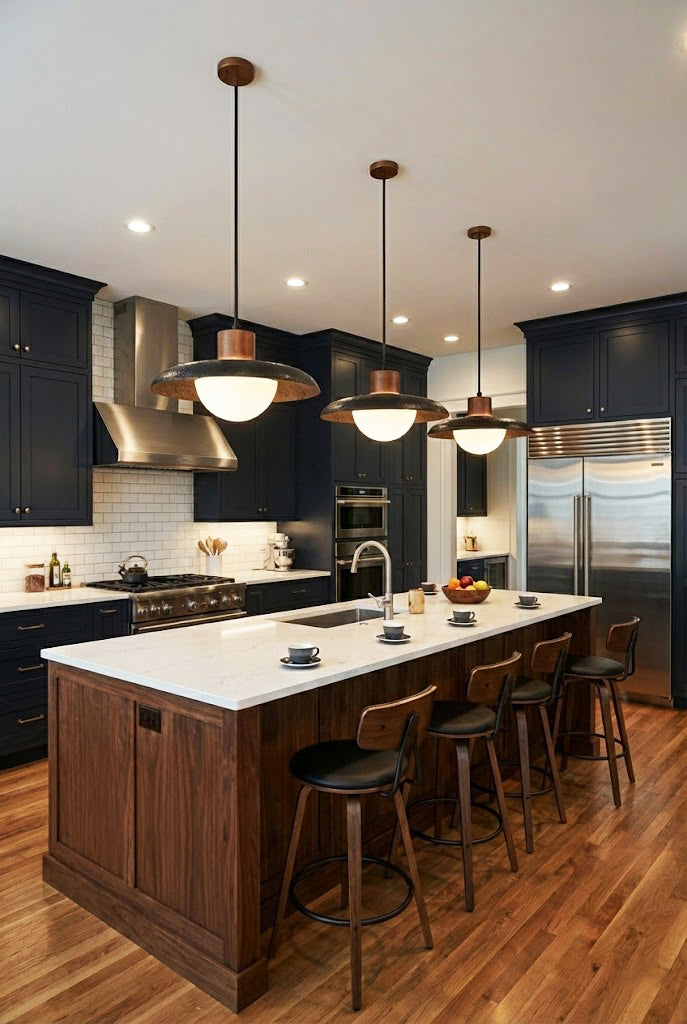 Black Travertine Dome Pendant Light