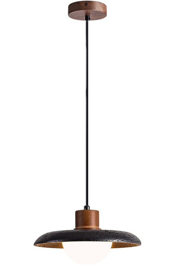 Black Travertine Dome Pendant Light