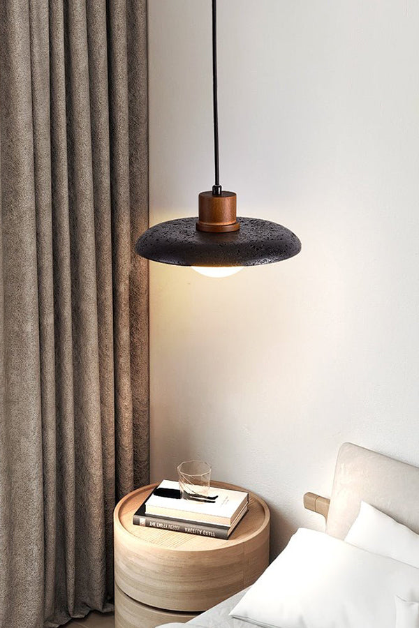 Black Travertine Dome Pendant Light
