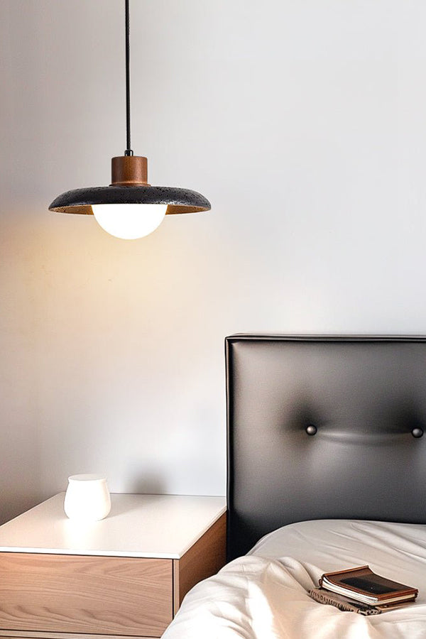 Black Travertine Dome Pendant Light