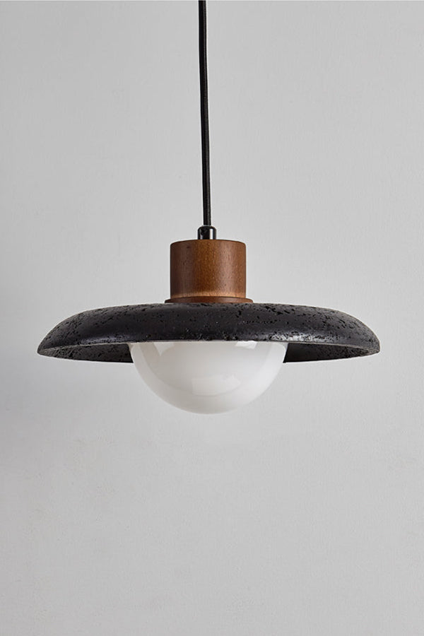 Black Travertine Dome Pendant Light