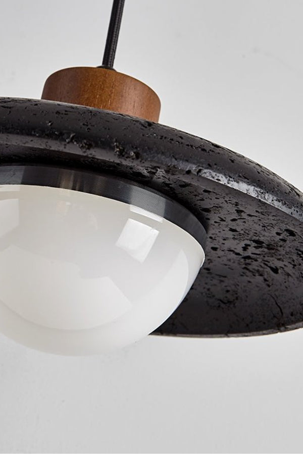 Black Travertine Dome Pendant Light