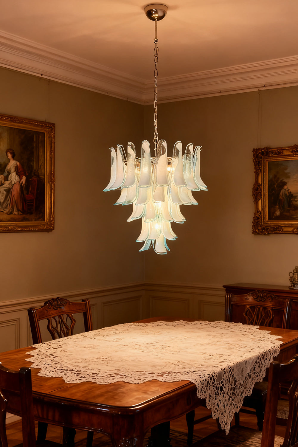 Blue Murano Petal Chandelier