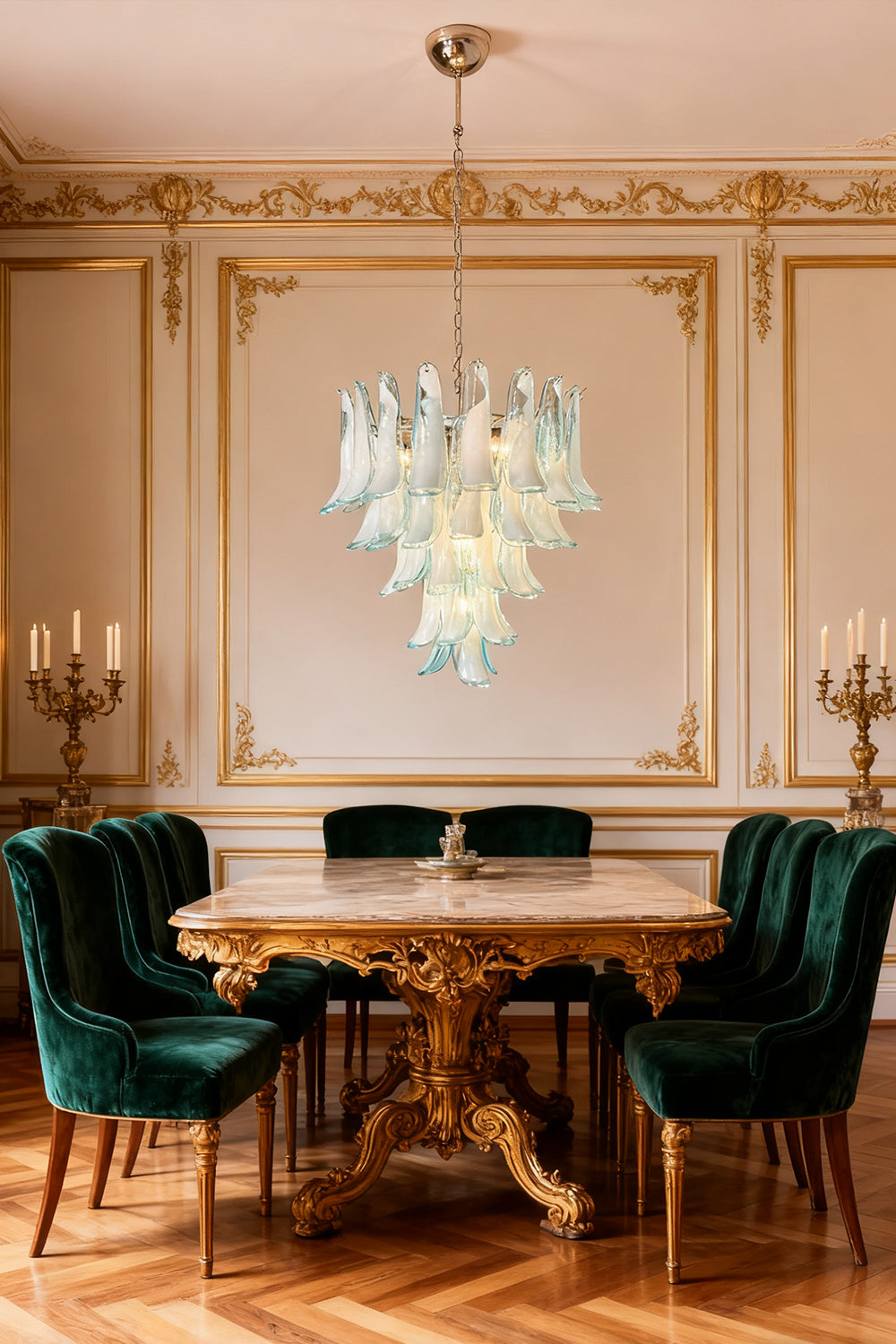 Blue Murano Petal Chandelier