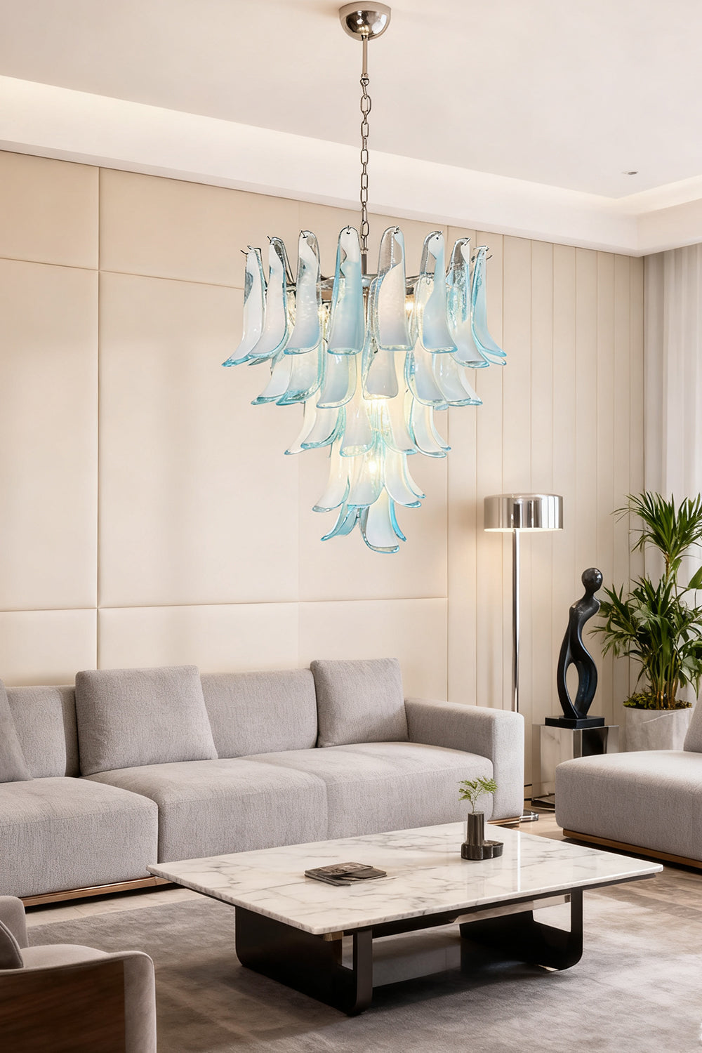 Blue Murano Petal Chandelier