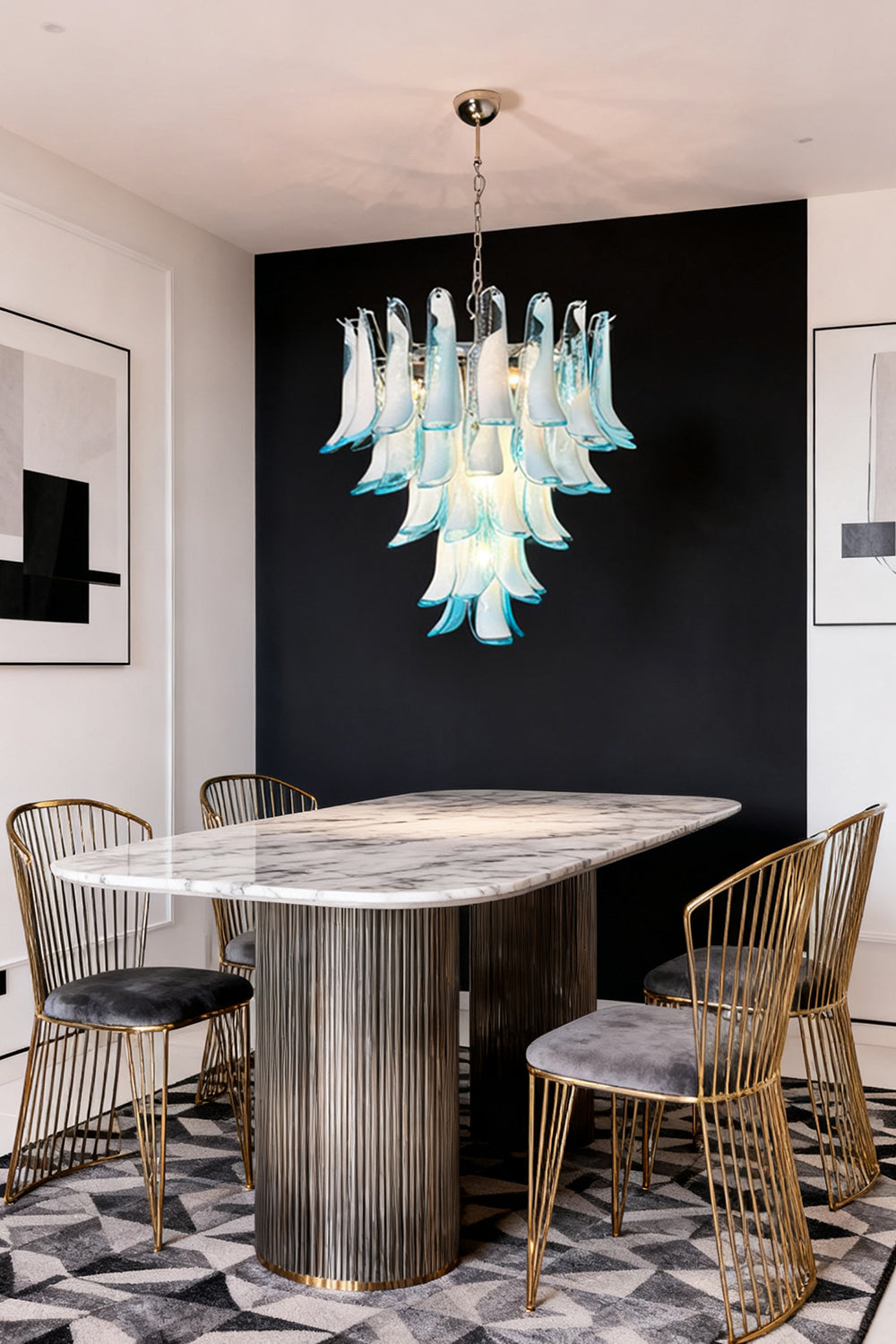 Blue Murano Petal Chandelier