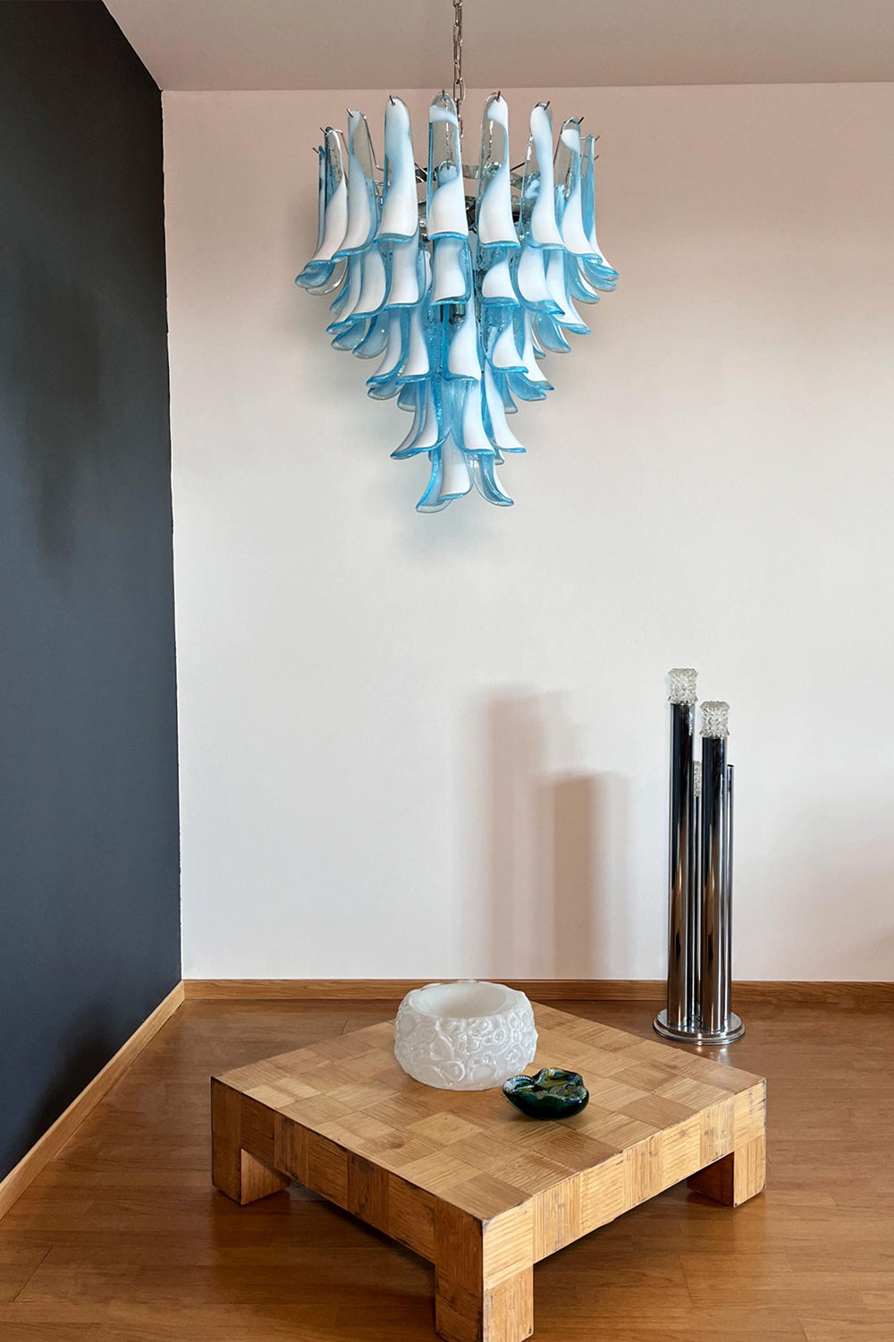 Blue Murano Petal Chandelier