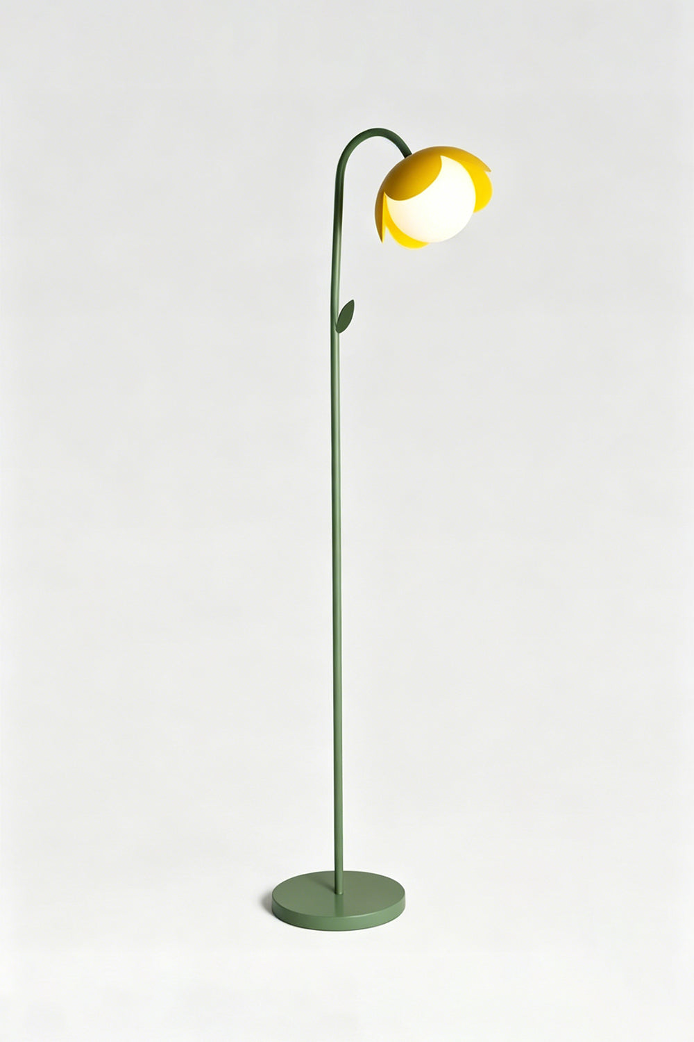 Botanical Aura Metal Floor Lamp | Metal, Glass | Full view of yellow lamp on light background | Minimalist studio shot | Samu Lamp