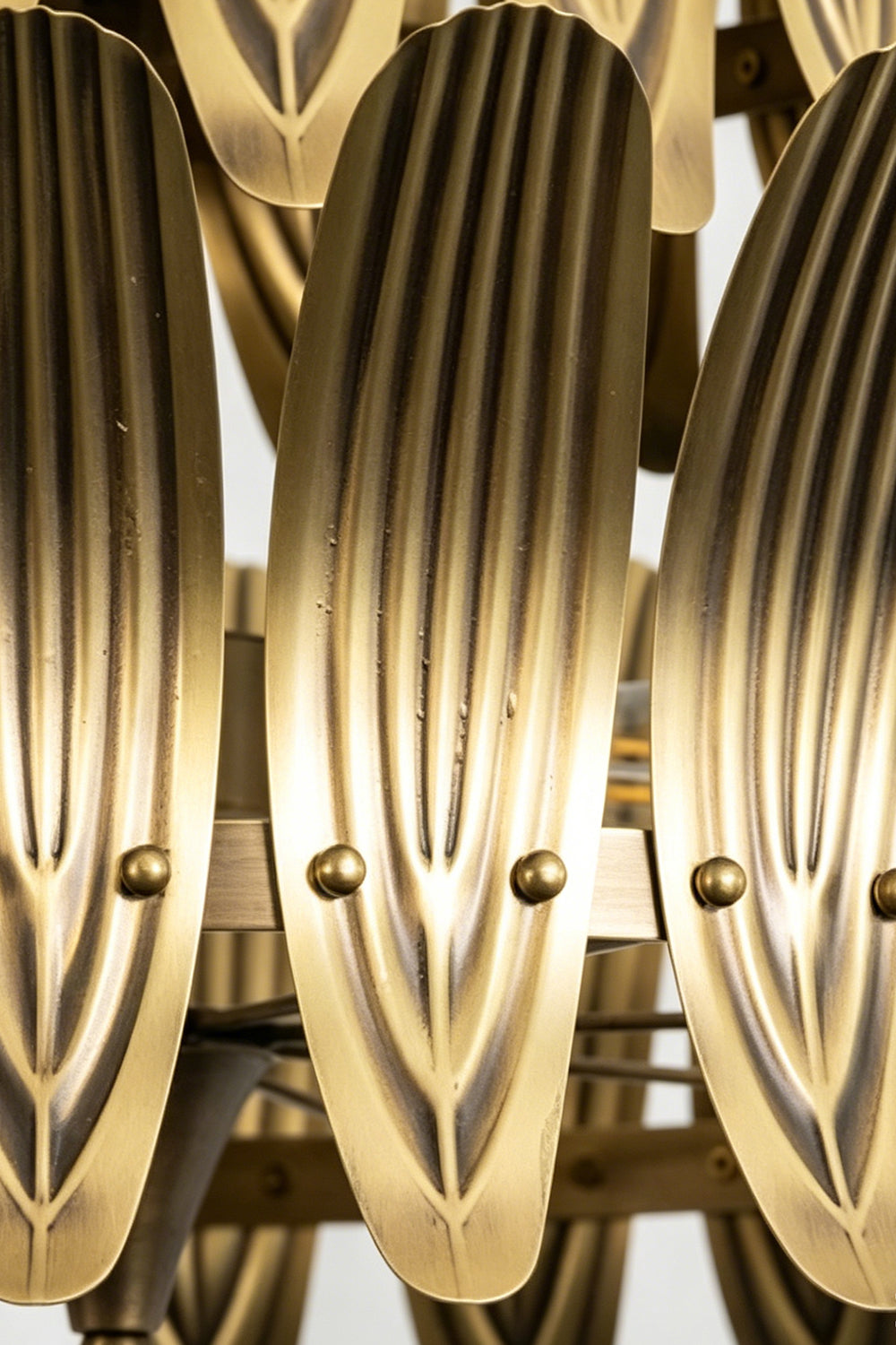 Brass Feather Tiered Chandelier |Brass detail | Samu Lamp