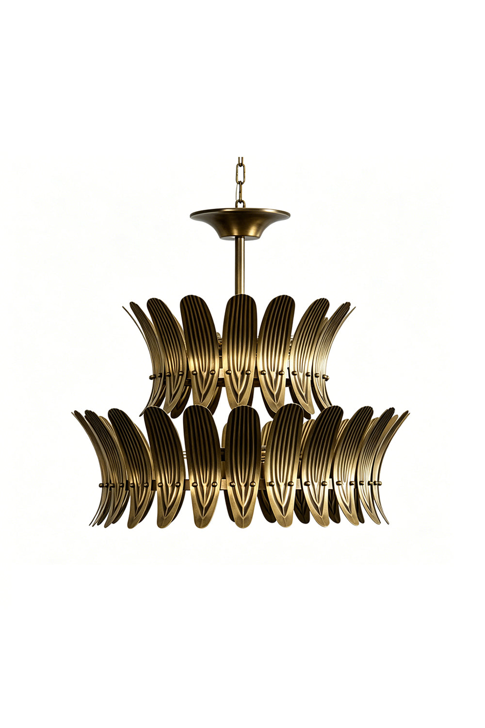 Brass Feather Tiered Chandelier Samu Lamp