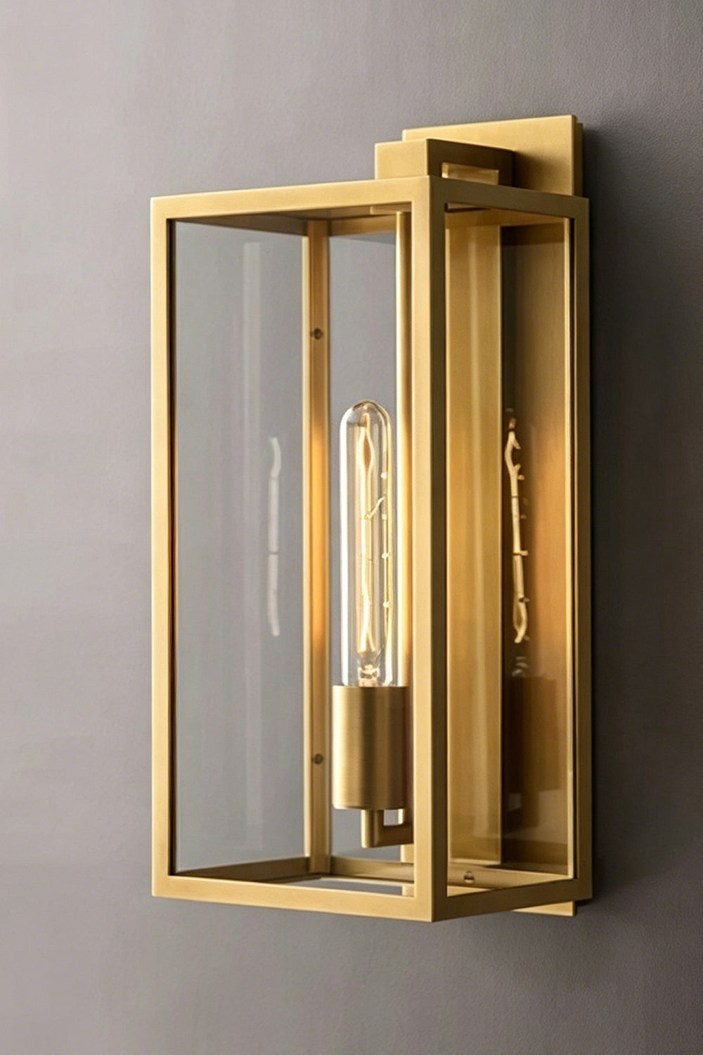 Brass Outdoor Box Lantern | detail | Samu  Lamp