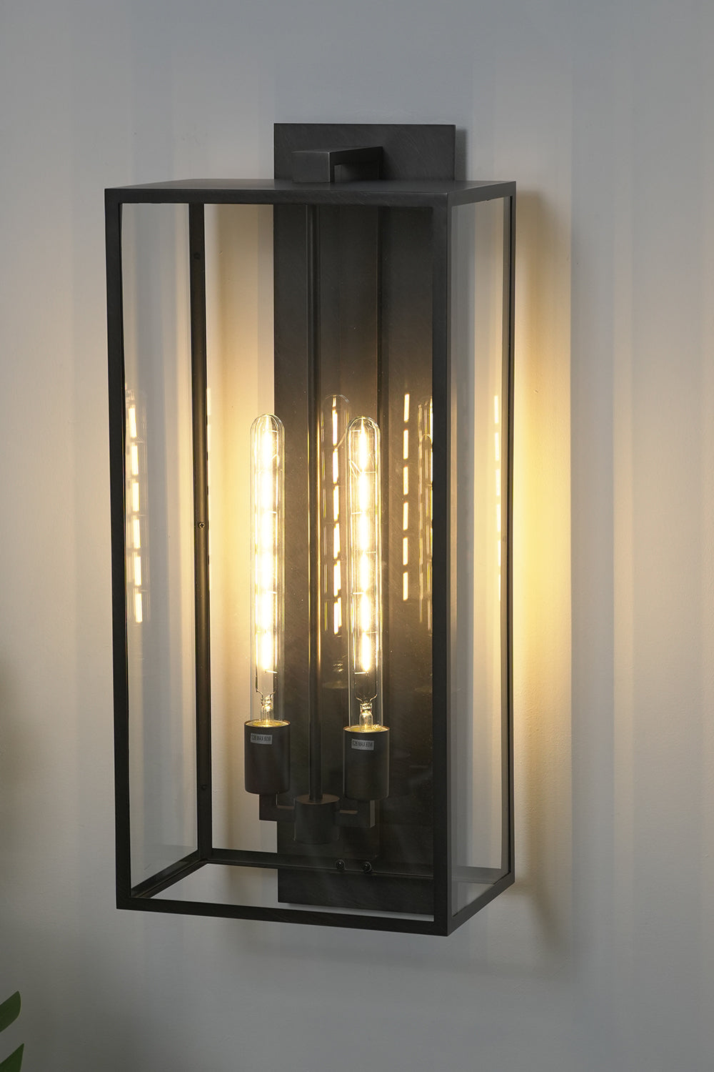 Brass Outdoor Box Lantern |Glass detail | Samu  Lamp