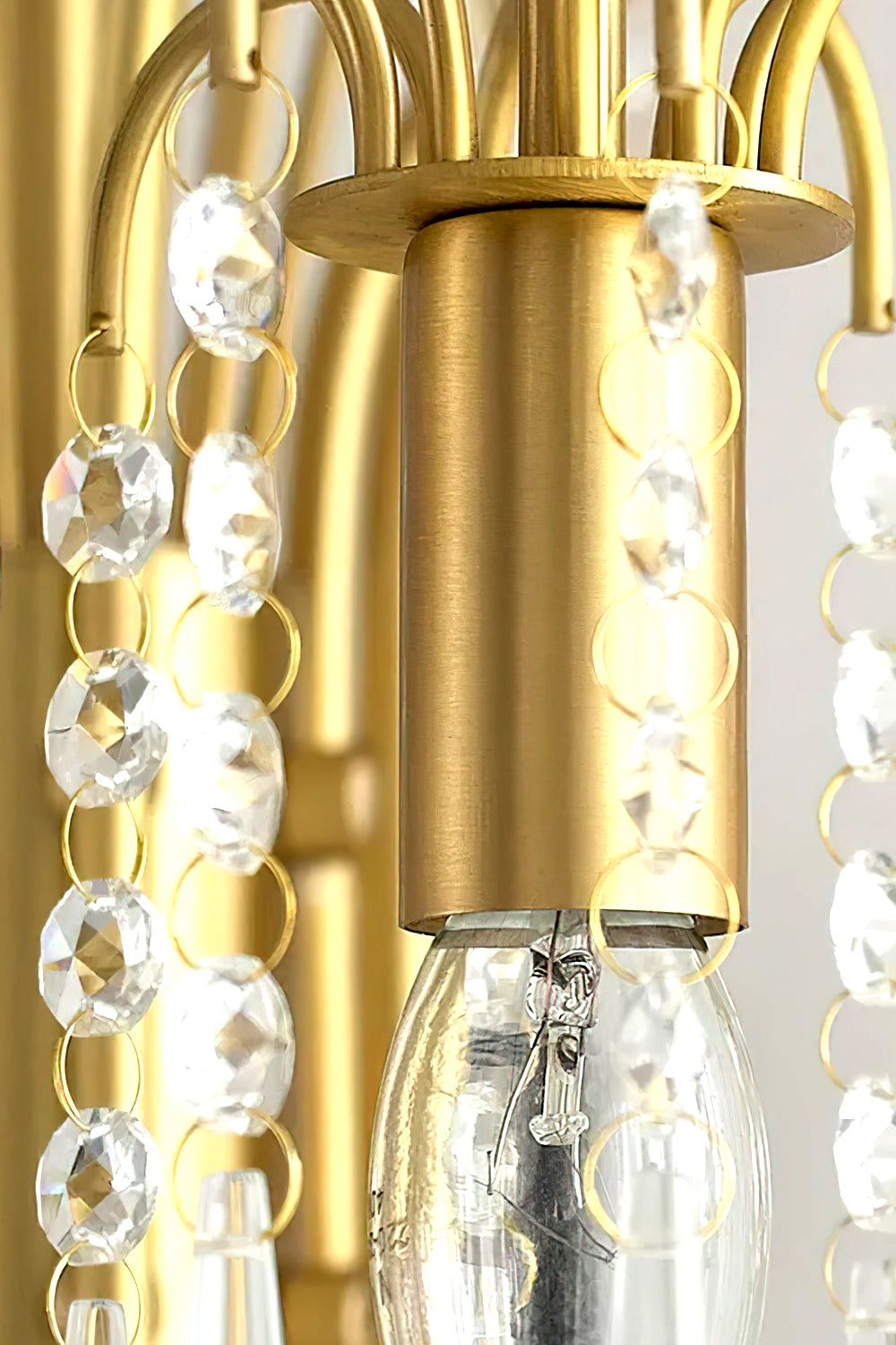 Brass Halo Arched-Arm Crystal Chandelier