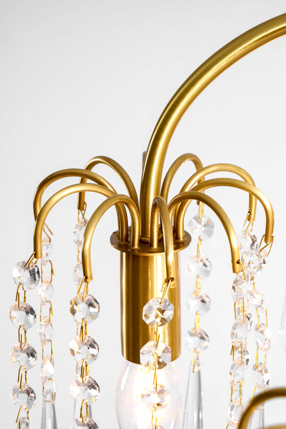 Brass Halo Arched-Arm Crystal Chandelier