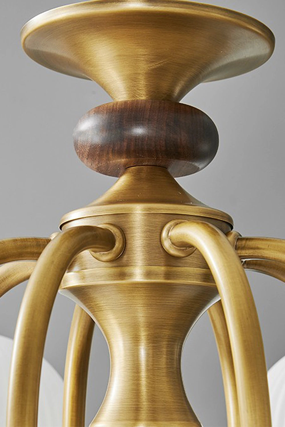 Brass Vintage Walnut Chandelier