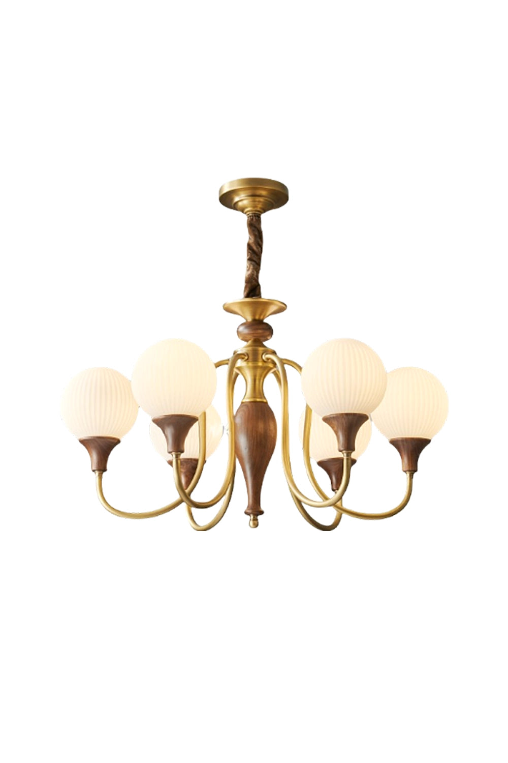 Brass Vintage Walnut Chandelier