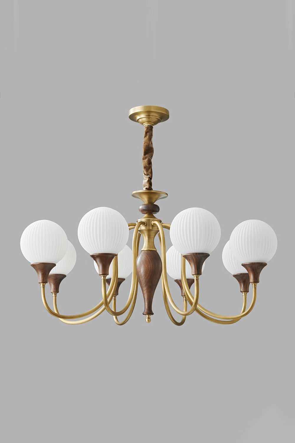 Brass Vintage Walnut Chandelier