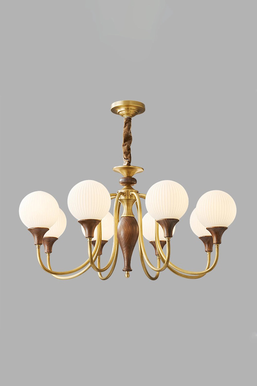 Brass Vintage Walnut Chandelier