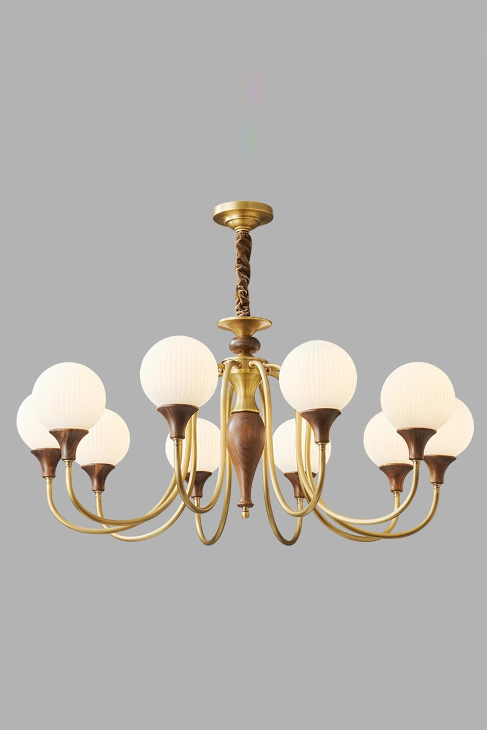 Brass Vintage Walnut Chandelier