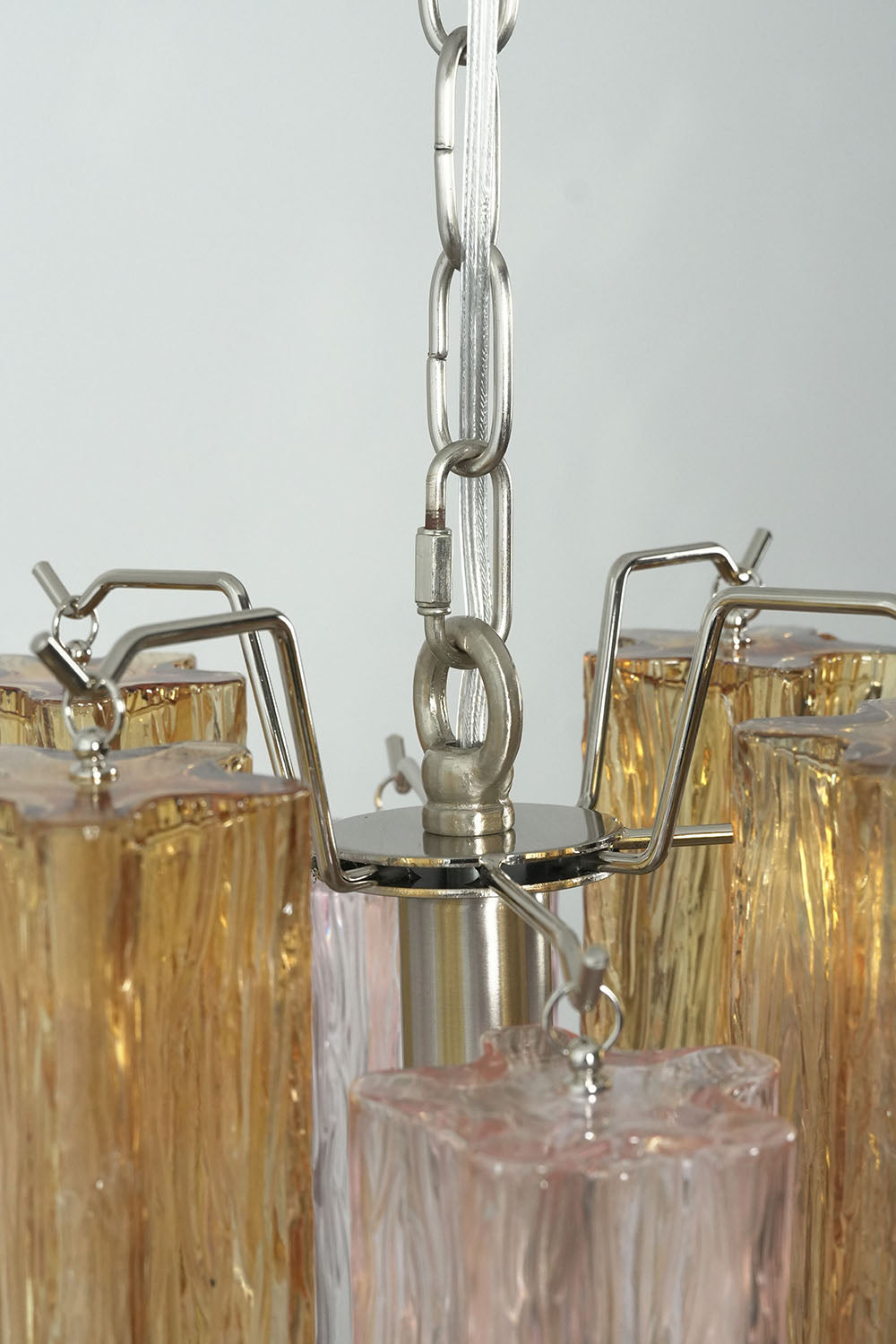 Brevalle Mini Chandelier | Polished Metal Hardware | Top-down view of central fixture hub and hanger brackets | Samu Lamp
