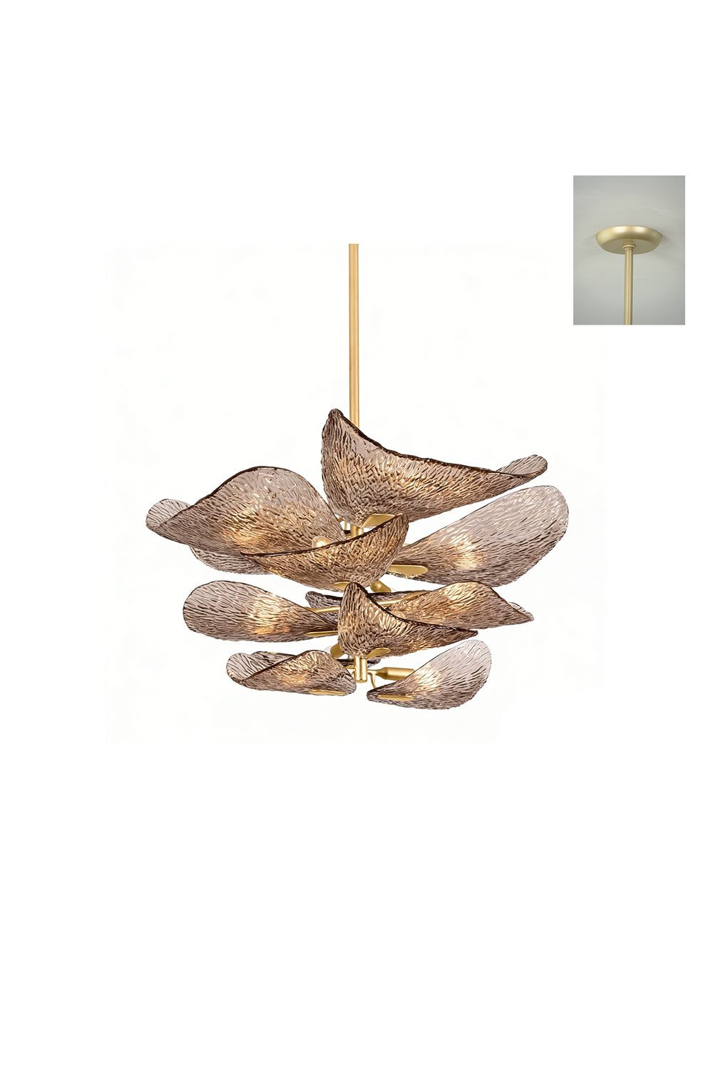 Cardiff Textured Wave Chandelier | Metal, Glass | Full view isolated on white background | Samu Lamp