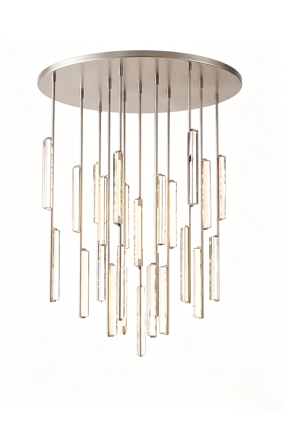 Cassian Cascading Crystal Ring Chandelier showcasing elegant K9 crystal prisms in a modern design.