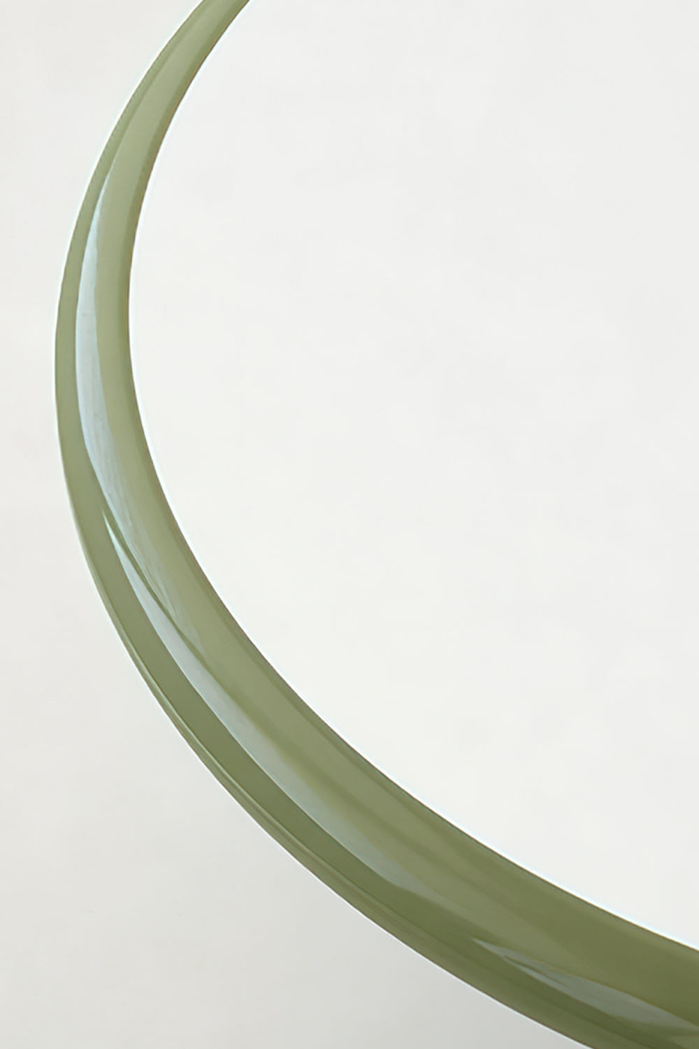 Celestial Disc Lacquered Ceiling Light | Acrylic, Metal | Close-up focus on the green lacquered trim variant, showcasing the paint finish and edge definition | Detail shot | Samu LampCelestial Disc