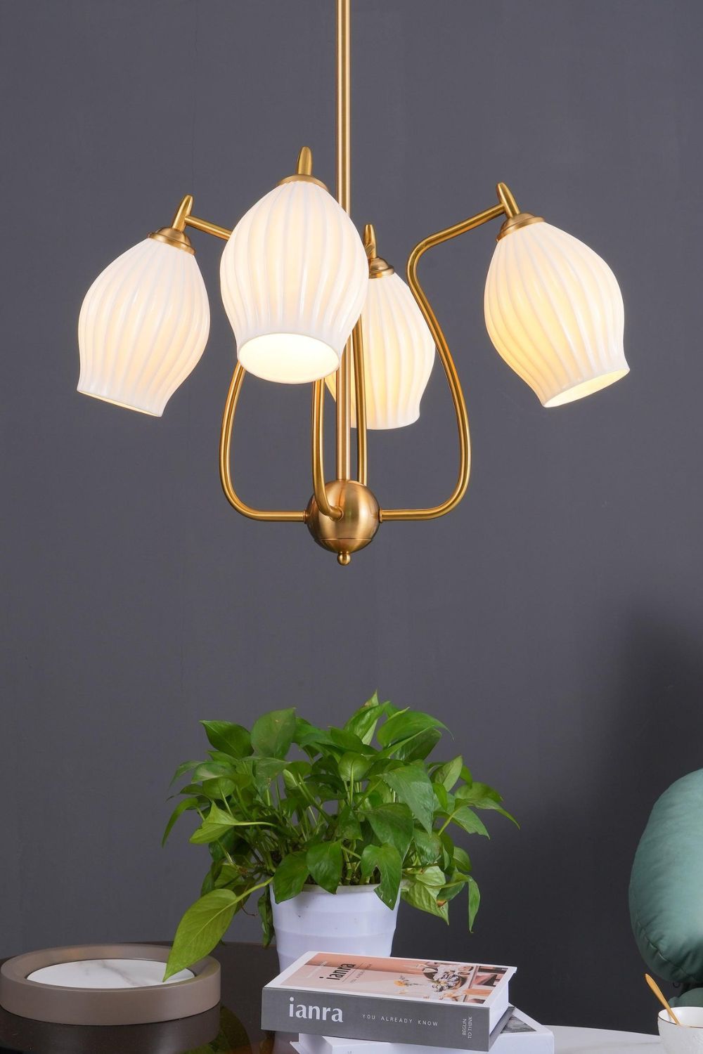 Ceramic Ribbed Chandelier - SamuLighting