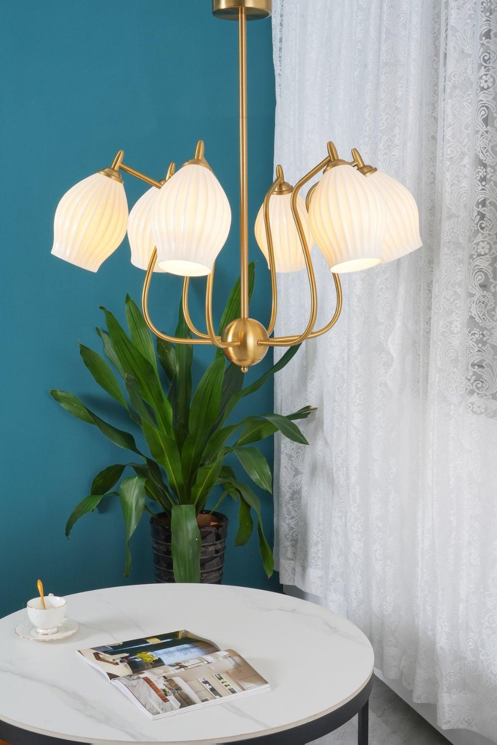 Ceramic Ribbed Chandelier - SamuLighting