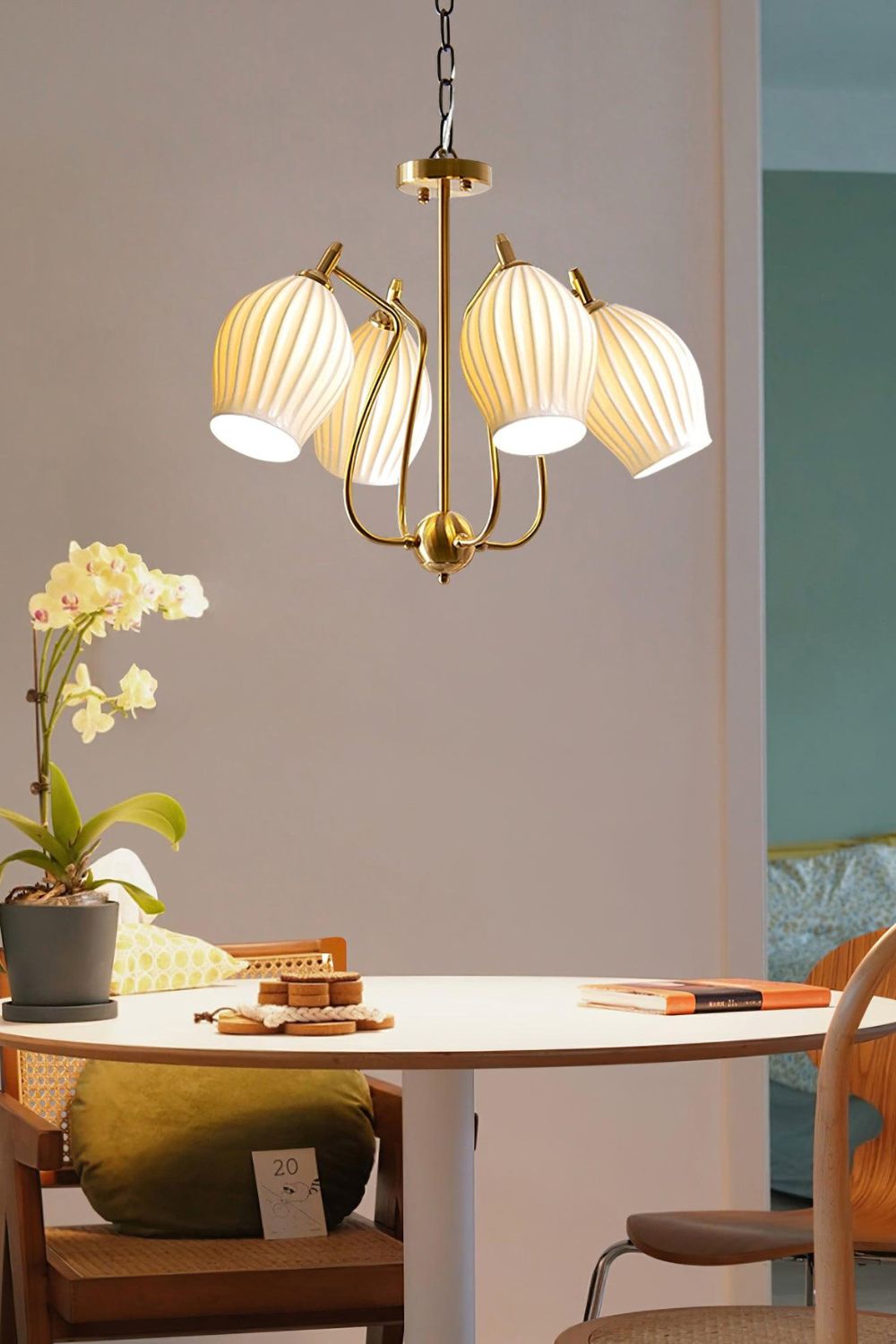 Ceramic Ribbed Chandelier - SamuLighting