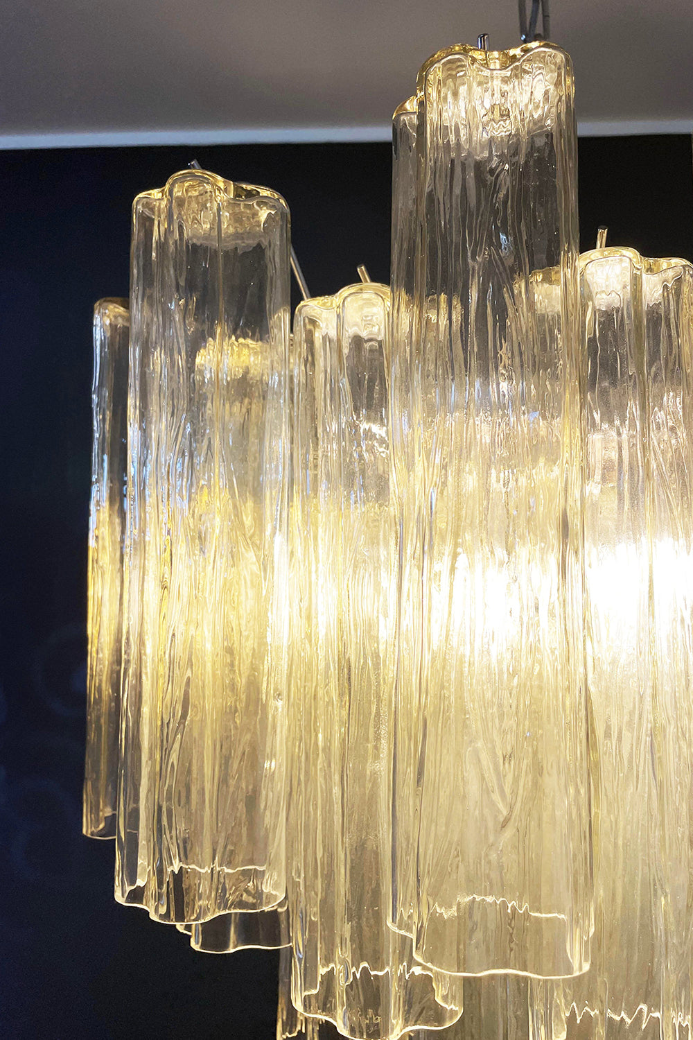 Clear Amber Murano Tube Chandelier