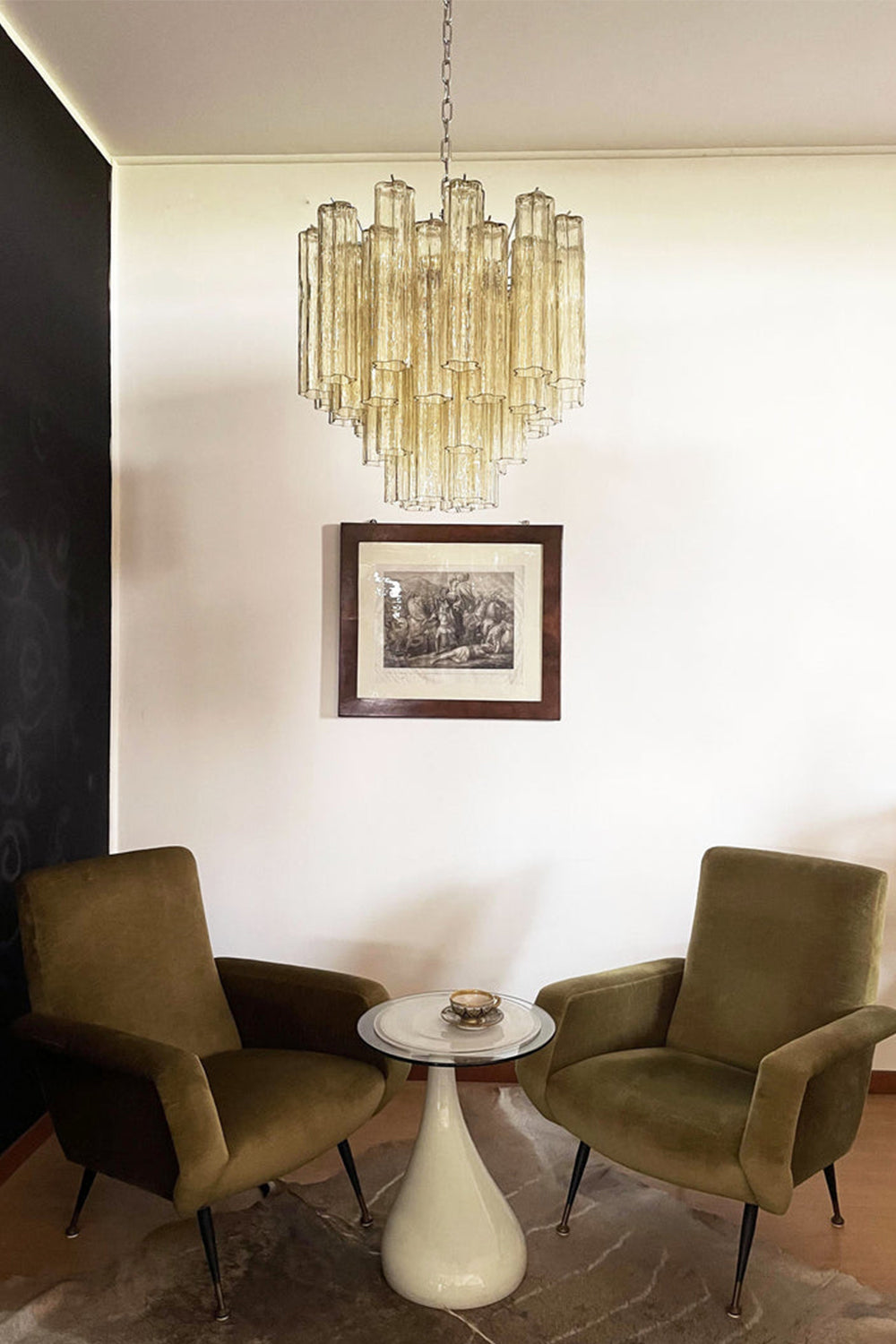 Clear Amber Murano Tube Chandelier