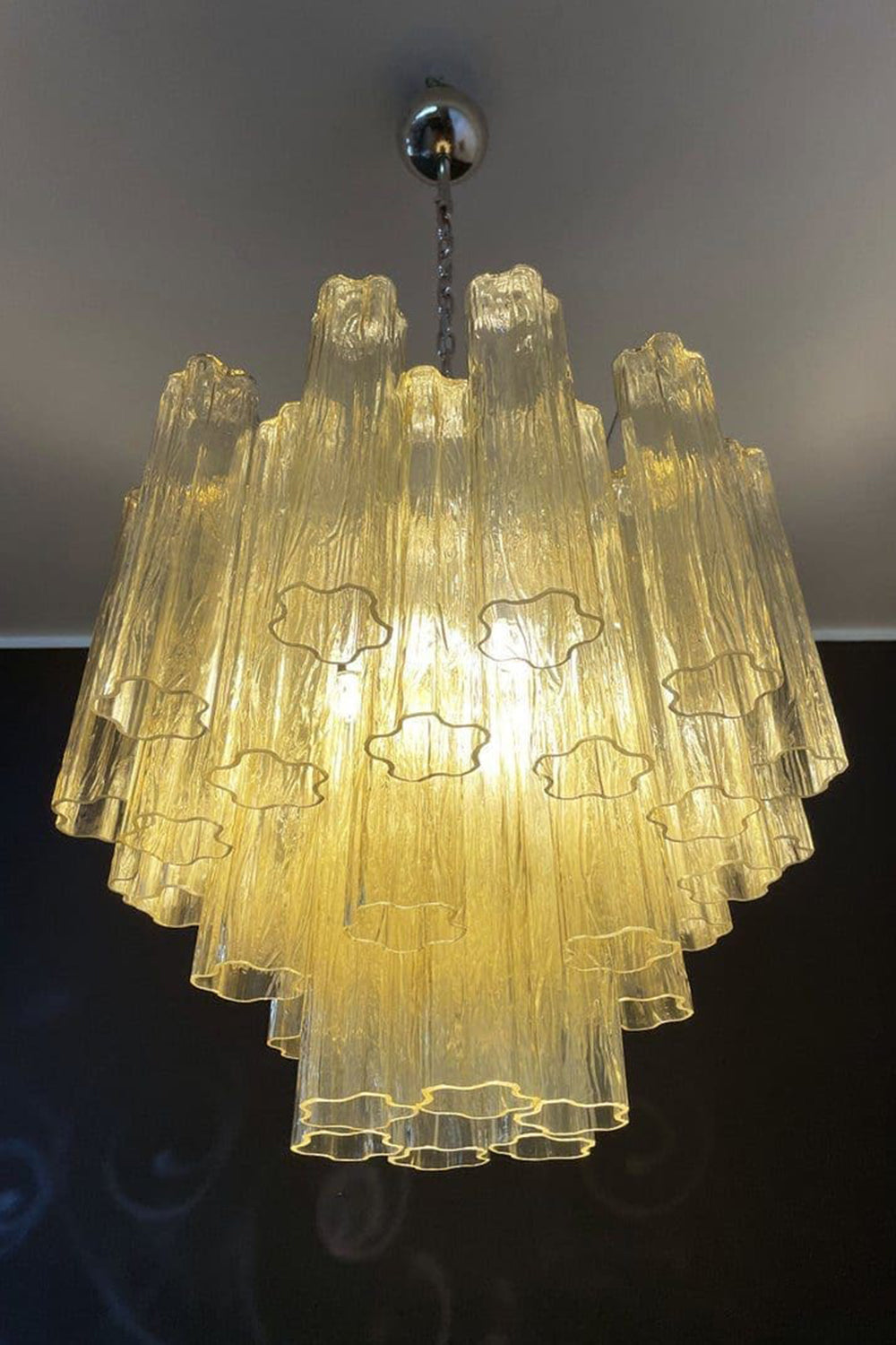 Clear Amber Murano Tube Chandelier