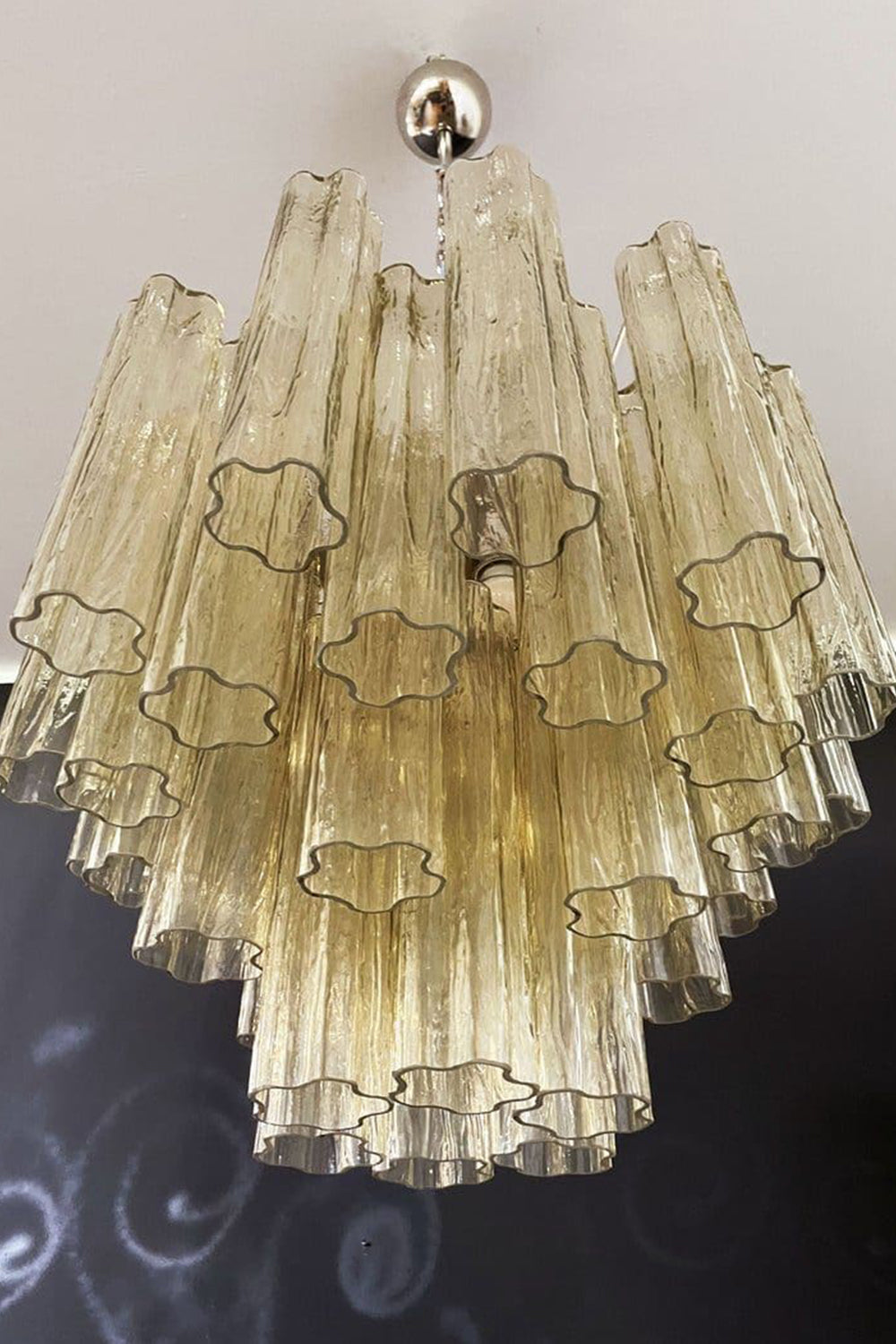 Clear Amber Murano Tube Chandelier