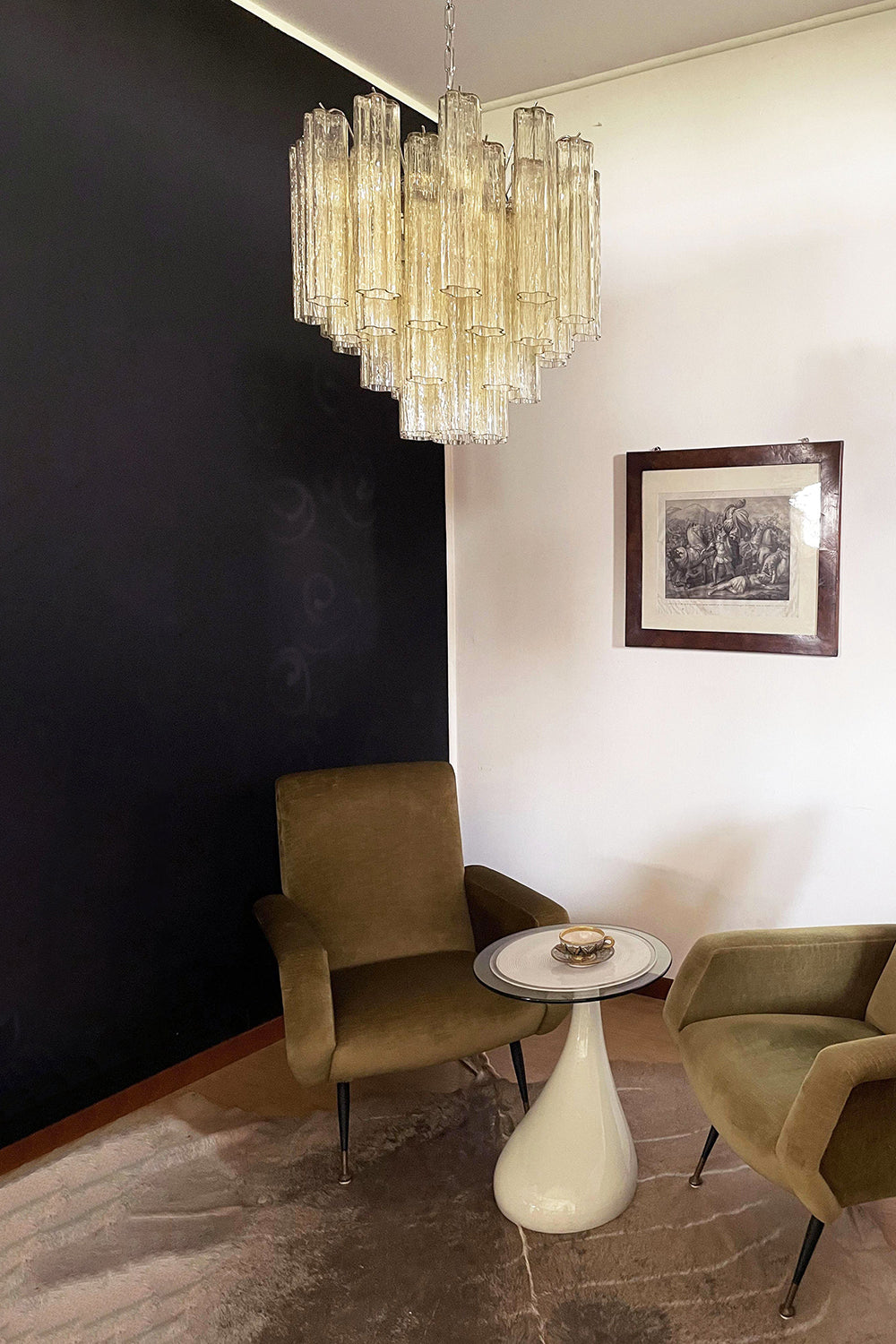 Clear Amber Murano Tube Chandelier