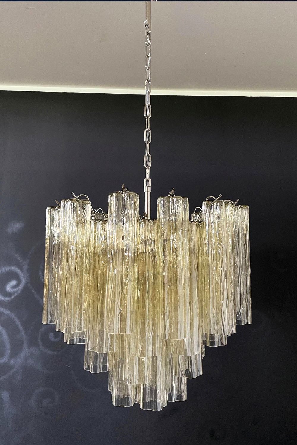 Clear Amber Murano Tube Chandelier