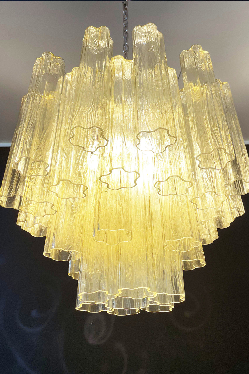 Clear Amber Murano Tube Chandelier