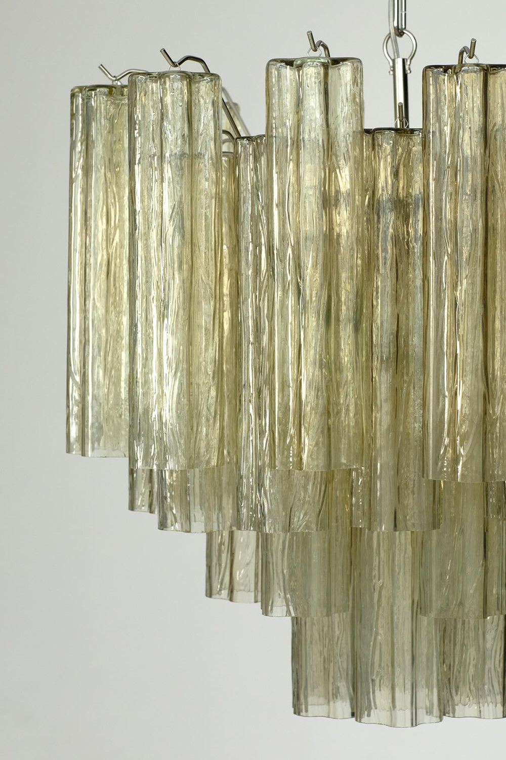 Clear Amber Murano Tube Chandelier