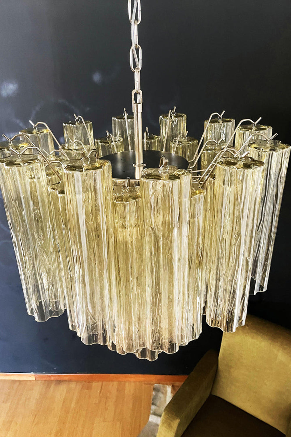 Clear Amber Murano Tube Chandelier