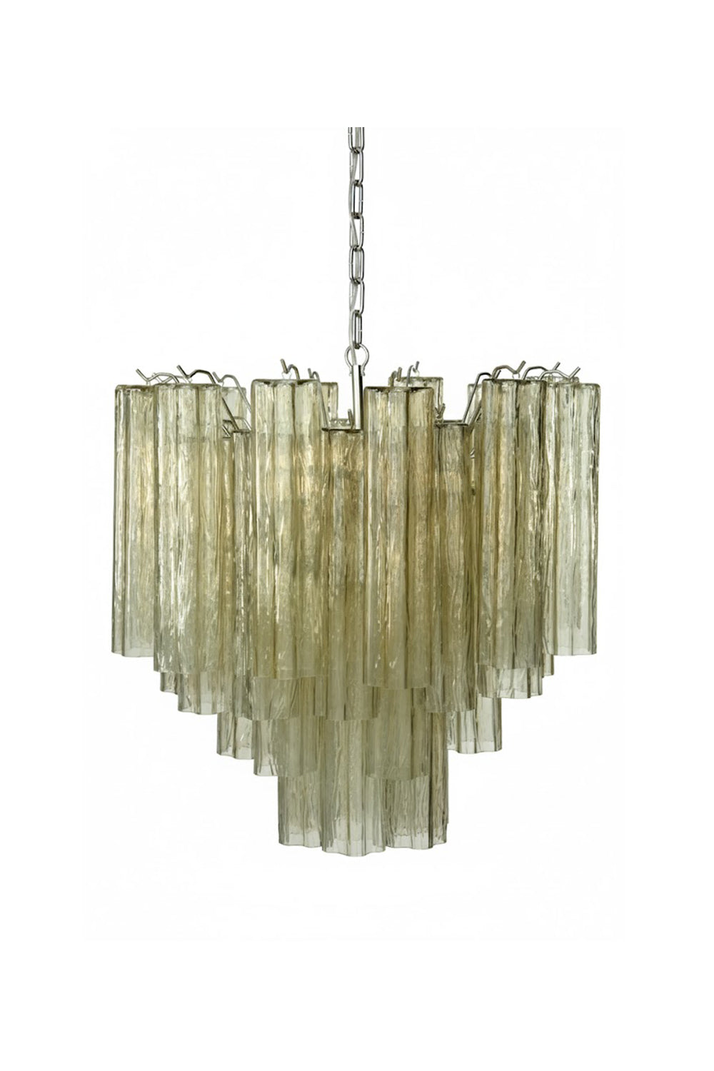 Clear Amber Murano Tube Chandelier