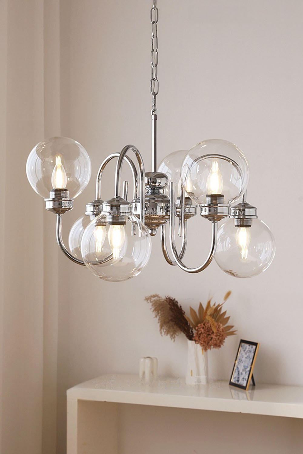 Clear Glass Curved Chandelier