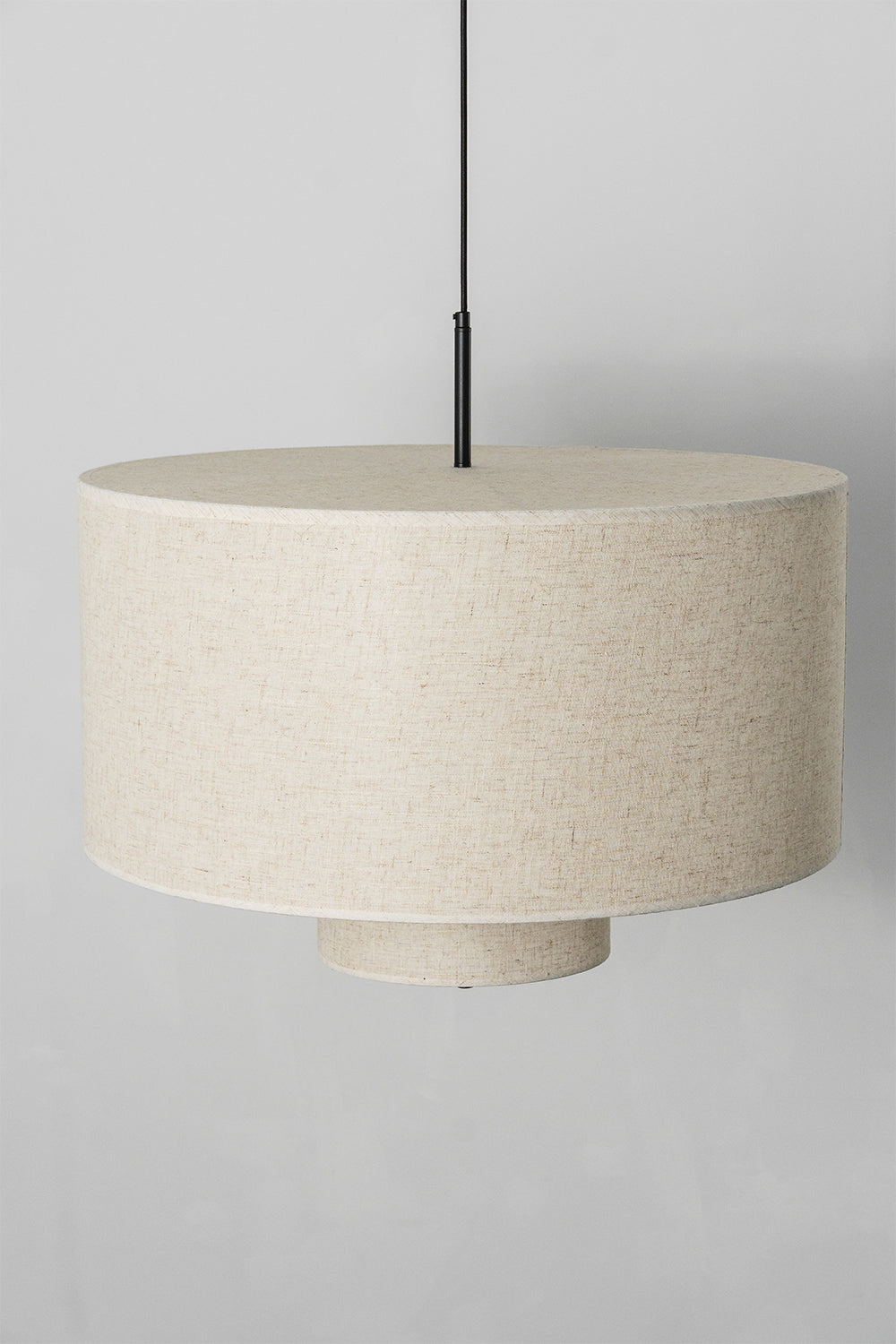 Concentric Veil Fabric Pendant Light | Fabric | Unlit product shot against a grey background showing natural fabric tone | Samu Lamp
