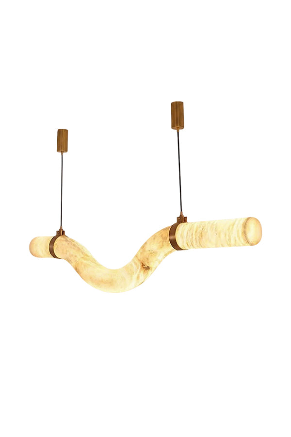Contemporary Undulating Alabaster Tube Chandelier | Alabaster, Brass | Alternative isolated view on white background | Samu Lamp