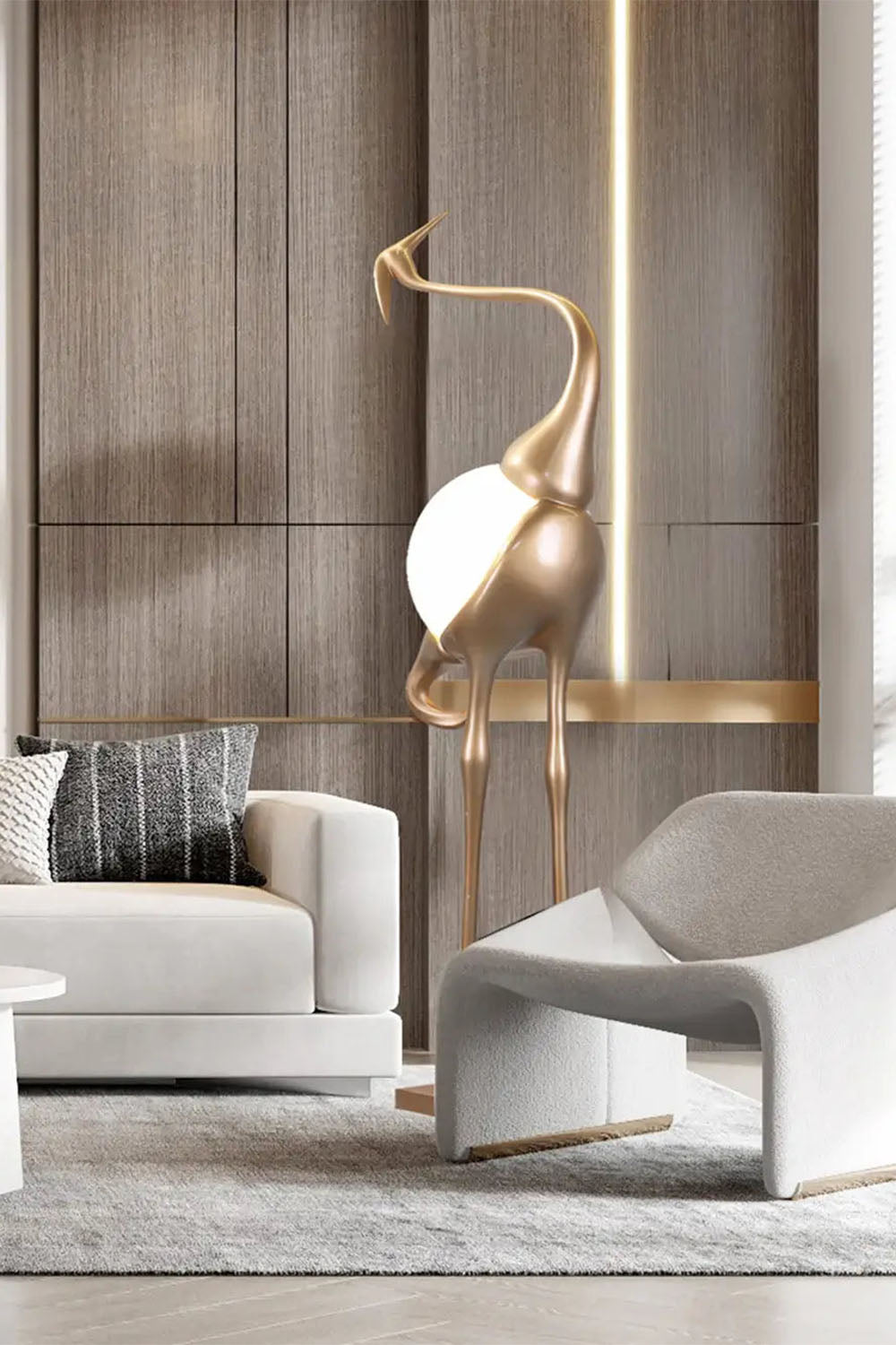 Crane-Shaped Sculpture Floor Lamp