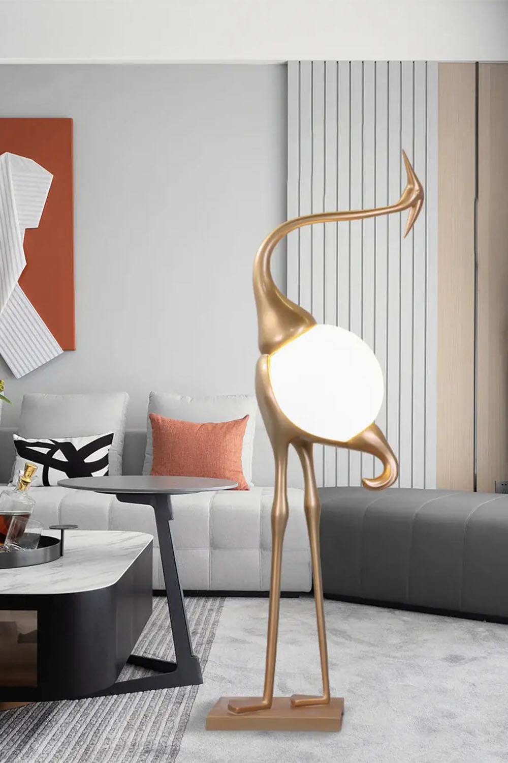 Crane-Shaped Sculpture Floor Lamp