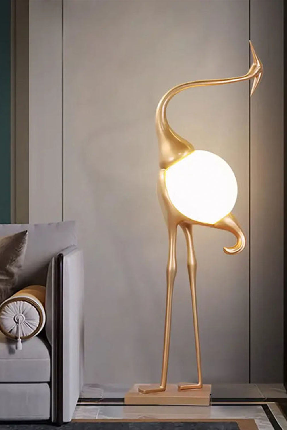 Crane-Shaped Sculpture Floor Lamp