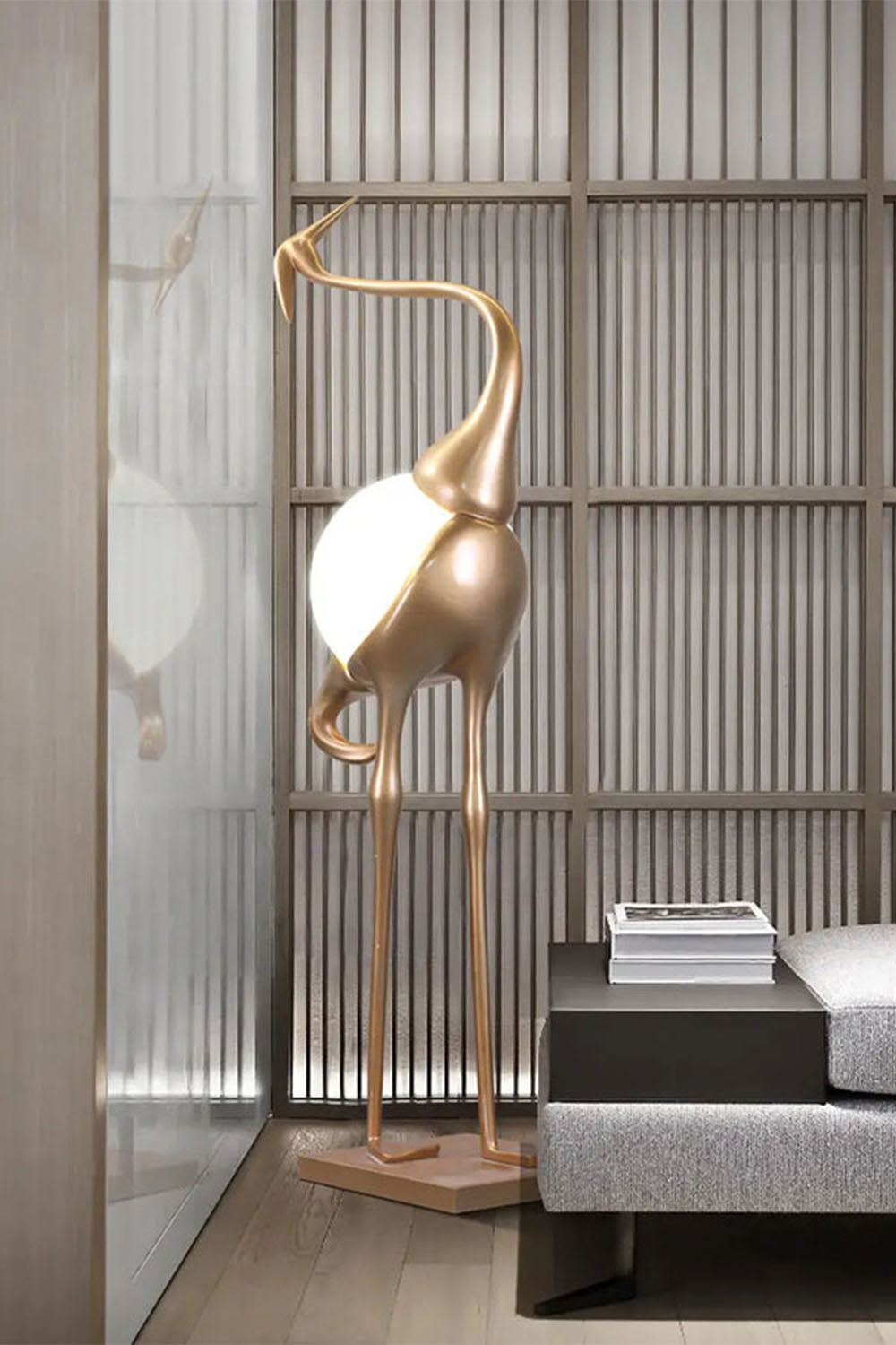 Crane-Shaped Sculpture Floor Lamp