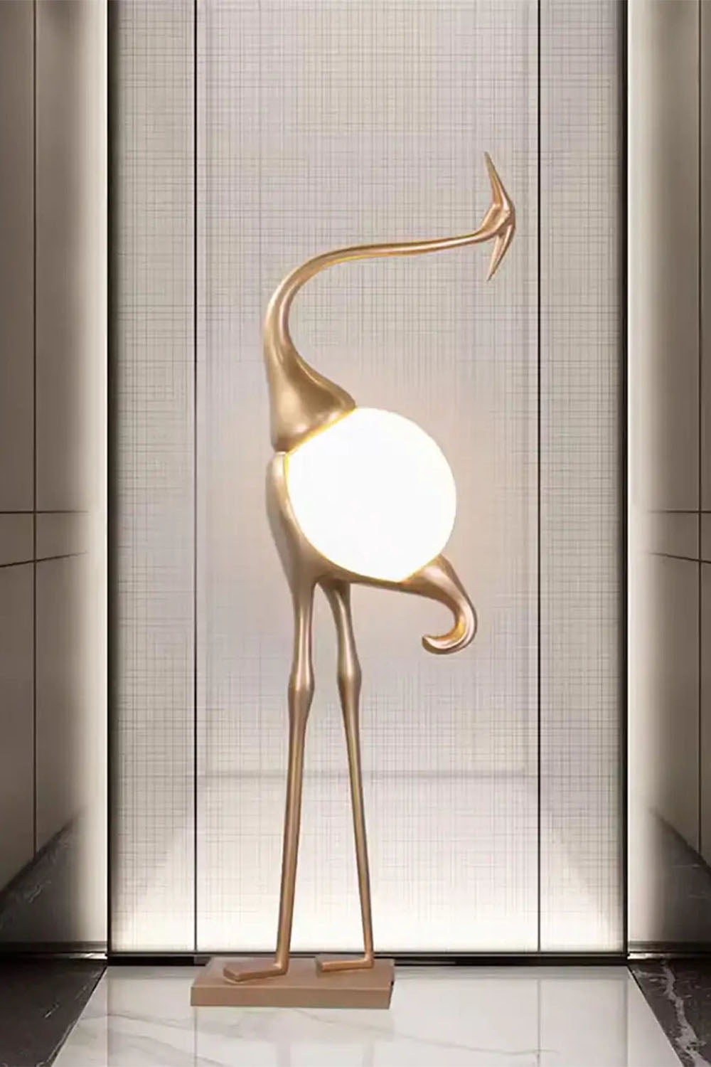 Crane-Shaped Sculpture Floor Lamp